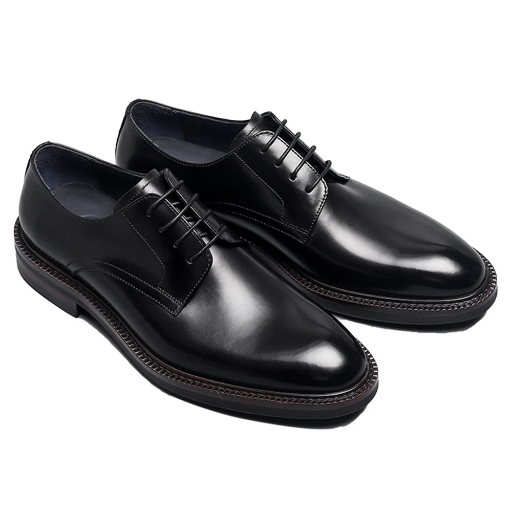 Handmade Men's Top Layer Cowhide Oxford Shoes Breathable Genuine Leather Derby Dresses Shoes for Business Wedding - Image 3