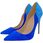 2023 New Woman blue Pumps Luxury Designer Metal Pointed Stiletto Shallow Mouth Single Shoes High Heels Women Green Party Shoes