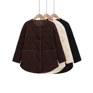 Winter Maillard brown diamond grid light and light lazy wind jacket cotton jacket cotton coat cotton coat thick coat