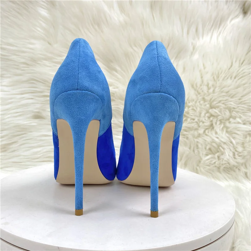 2023 New Woman blue Pumps Luxury Designer Metal Pointed Stiletto Shallow Mouth Single Shoes High Heels Women Green Party Shoes - Image 5