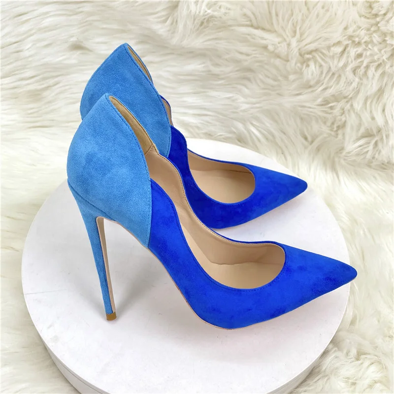 2023 New Woman blue Pumps Luxury Designer Metal Pointed Stiletto Shallow Mouth Single Shoes High Heels Women Green Party Shoes - Image 3