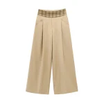 Splicing Casual Pants For Women In Spring And Summer Design Lazy Suit Wide Leg High-end Low Waisted Pants