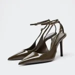 TRZA Sharp pointed thin heeled women's sandals with a flat back strap for commuting, dating, and high heels