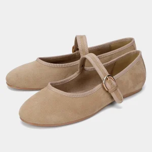 TRZA's new women's shoes have a single button with a shallow mouth and a suede round toe flat ballet shoe