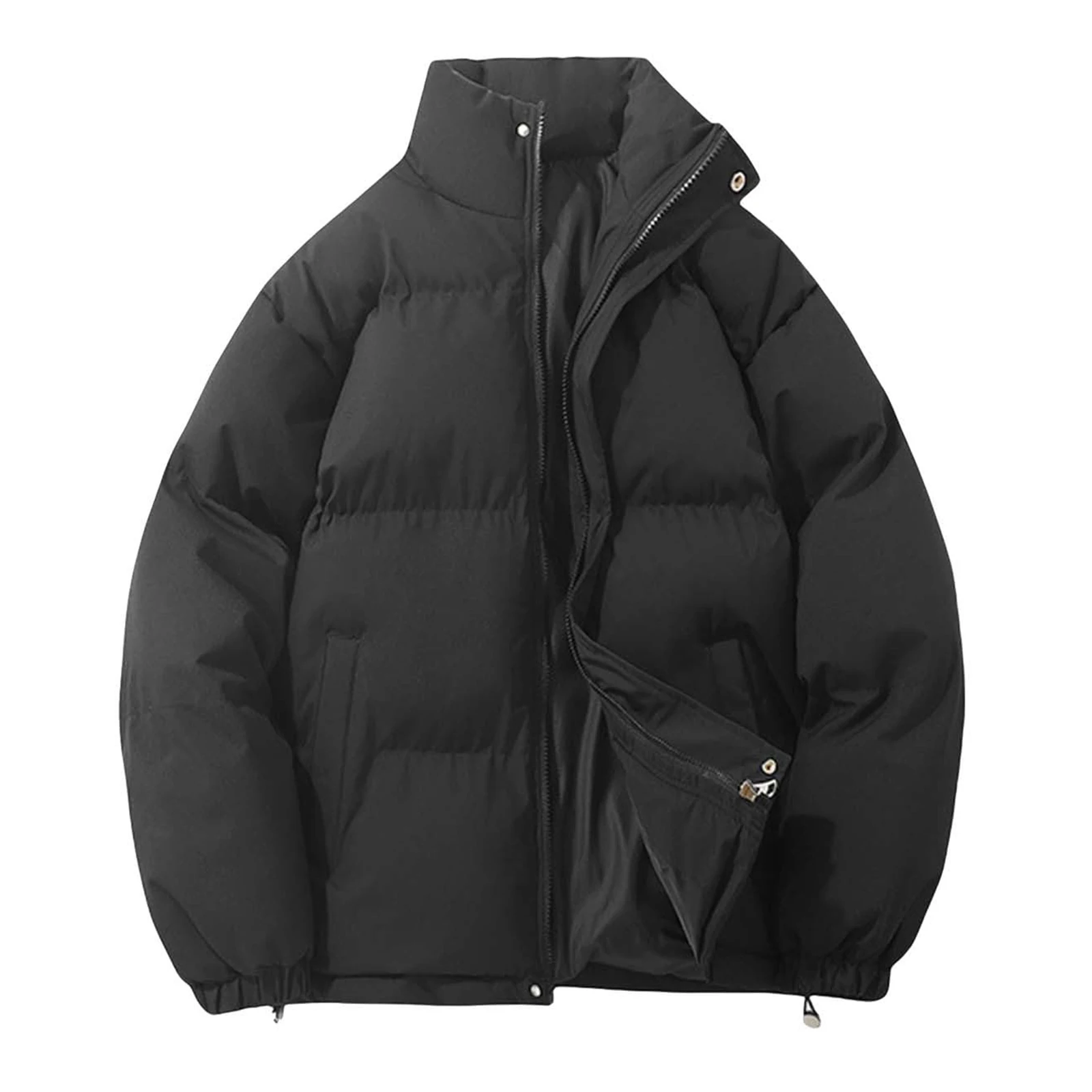 Winter Cotton Jackets For Women Thick Padded Puffer Coats Trendy Korean Style Couple Stand Collar Down Jacket Solid Plus Size - Image 3