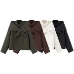 Winter New Product Women's Long Sleeve Stand up Collar Detachable Scarf Cotton Jacket Coat