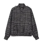 Winter women's casual style stand up collar long sleeved metallic line structure pilot jacket jacket