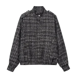 Winter women's casual style stand up collar long sleeved metallic line structure pilot jacket jacket