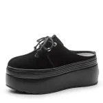Women High Platform Slippers 8CM Wedges Shoes Woman Outside Genuine Leather Casual Chunky Sneakers Summer Breathable Slippers