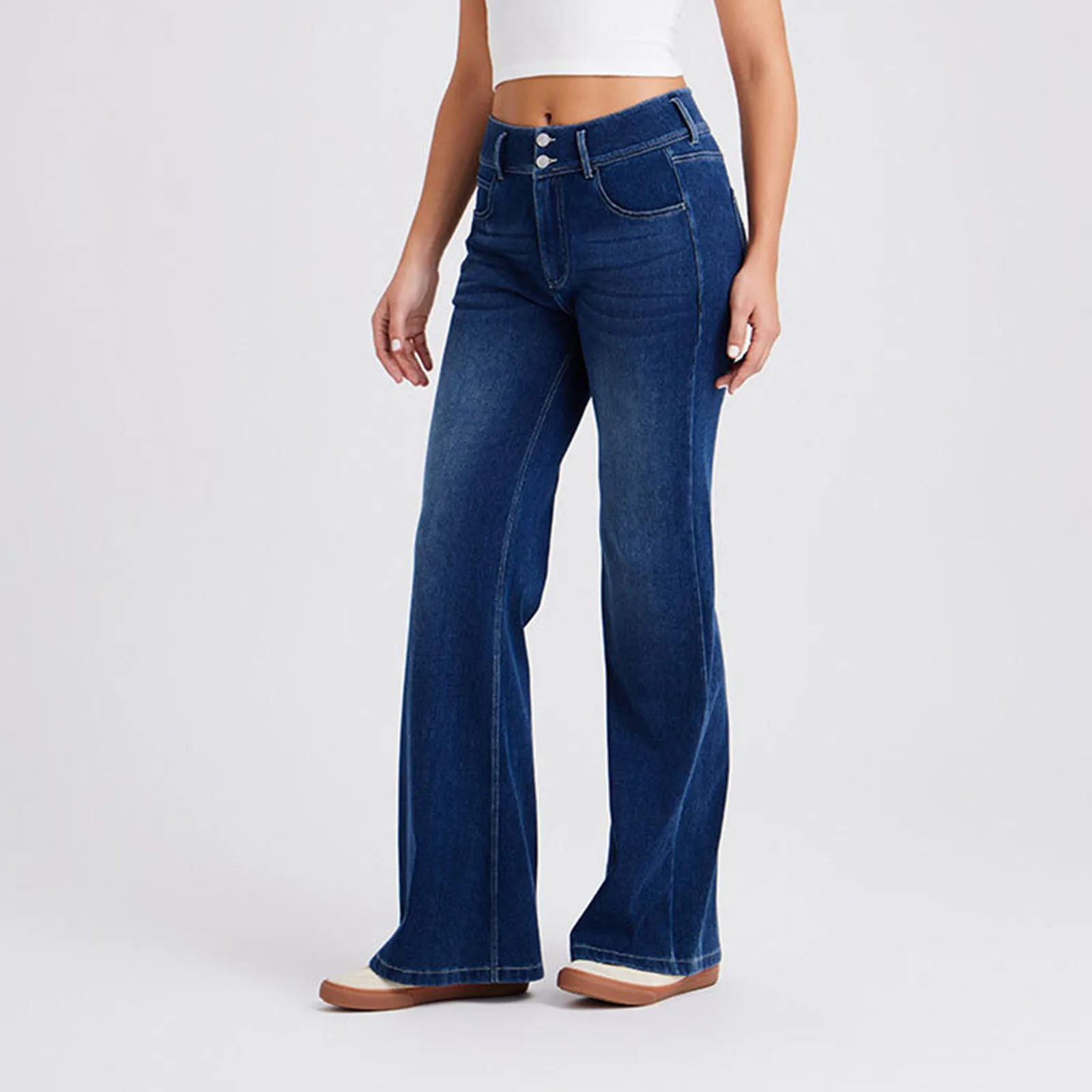 Women's Baggy Loose Denim Pants New Dark Blue Plus Size High Waist Stretch Wide Leg Jeans Streetwear Full Length Casual Trousers - Image 3