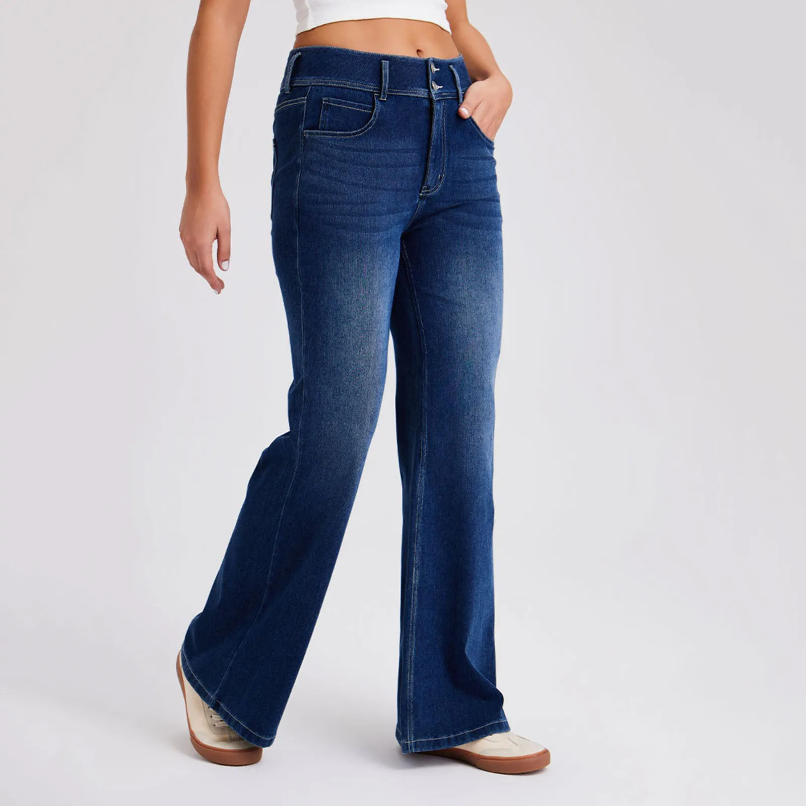 Women's Baggy Loose Denim Pants New Dark Blue Plus Size High Waist Stretch Wide Leg Jeans Streetwear Full Length Casual Trousers - Image 4