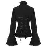Women's Steampunk Medieval Shirts Black White Retro Lace Long Sleeve Ruffled Shirt Tops Pirate Renaissance Blouse Top Cosplay
