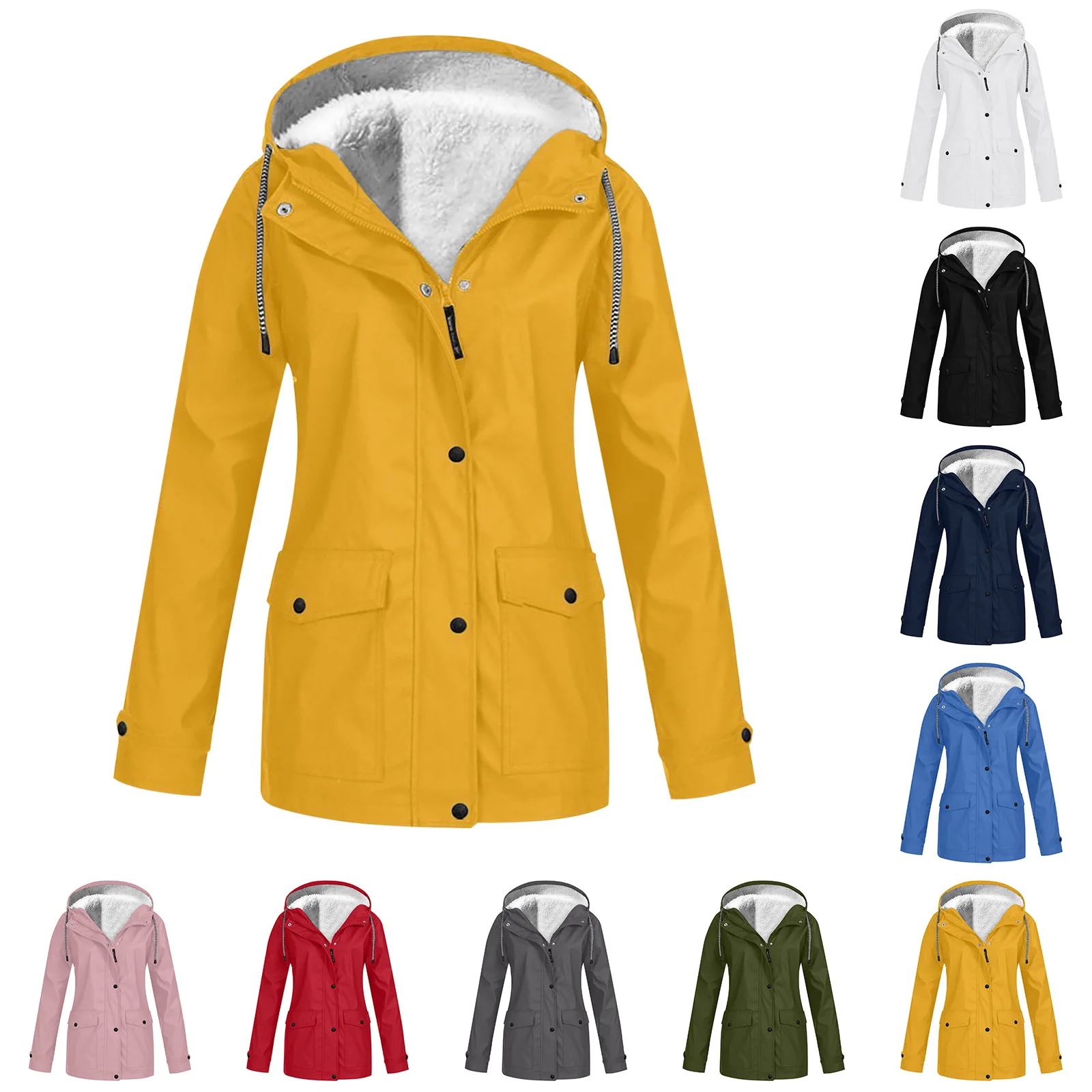Women's Thick Plush Coats Autumn Winter Outdoor Warm Cotton Zipper Long Sleeve Jackets Solid Plus Size Anoraks Zipper Sweatshirt - Image 4