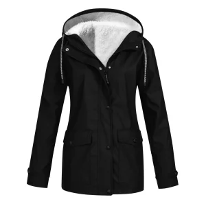 Women's Thick Plush Coats Autumn Winter Outdoor Warm Cotton Zipper Long Sleeve Jackets Solid Plus Size Anoraks Zipper Sweatshirt