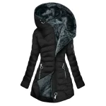 Womens Winter Coats Winter Solid Thick Plush Keep Warm Composite Zipper Long Sleeve Jacket With Pocket Casual Puffer Coat Parkas